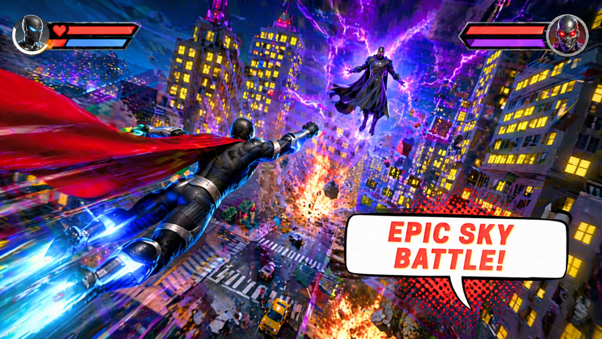 Flying hero man iron hero suit screenshot